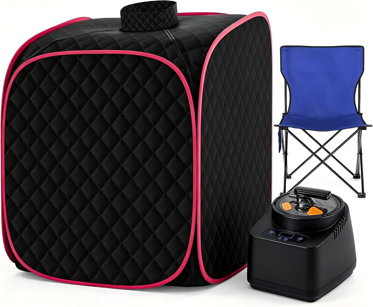 Sauneras Portable Steam Sauna at Home, 9 Levels Heating, Sauna Tent for Home with Steamer and Folding Chair, Sauna for Relaxation, Detoxification, Spa - Portable Home Spa