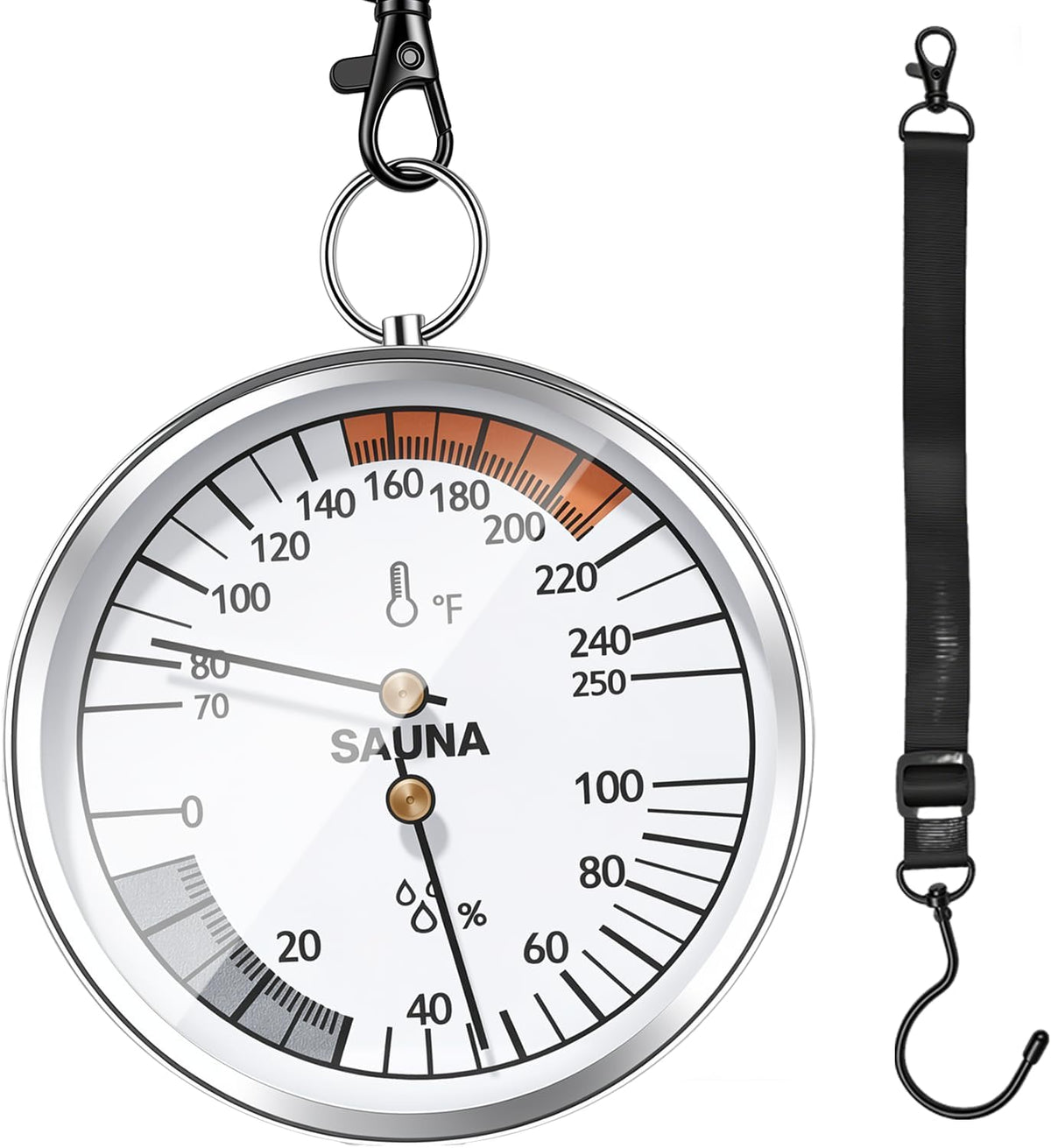Sauneras Sauna Thermometer Fahrenheit, 2-in-1 Thermometer and Hygrometer, Precision Temperature Gauge & Thermostat for Portable Steam Sauna Box, Home Infrared Indoor Use Essential Accessory (Sliver) - Portable Home Spa