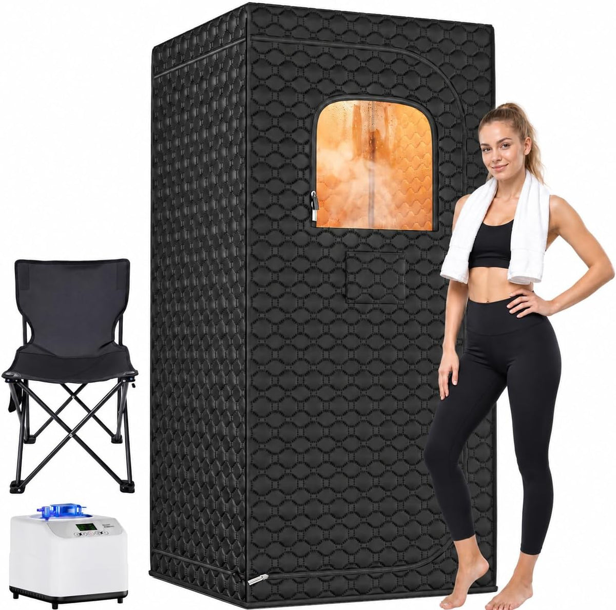 Sauneras Portable Sauna, Steam Sauna Box for Home with 1500W Steamer - Portable Home Spa