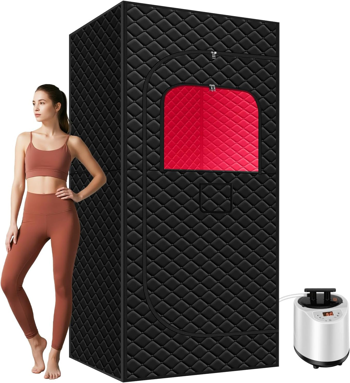 Sauneras Sauna Box Red Light Therapy - Portable Sauna for Home with 15 Levels Fast Heating, 3L/1200W Steamer and Non-Slip Mat, Remote Control for Body Relaxation, Steam Sauna for Indoor Use, 32" x 32" x 71" - Portable Home Spa