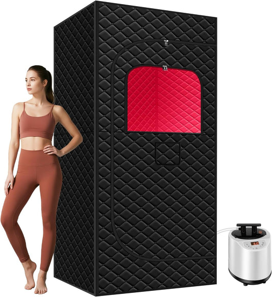 Sauneras Sauna Box Red Light Therapy - Portable Sauna for Home with 15 Levels Fast Heating, 3L/1200W Steamer and Non-Slip Mat, Remote Control for Body Relaxation, Steam Sauna for Indoor Use, 32" x 32" x 71" - Portable Home Spa