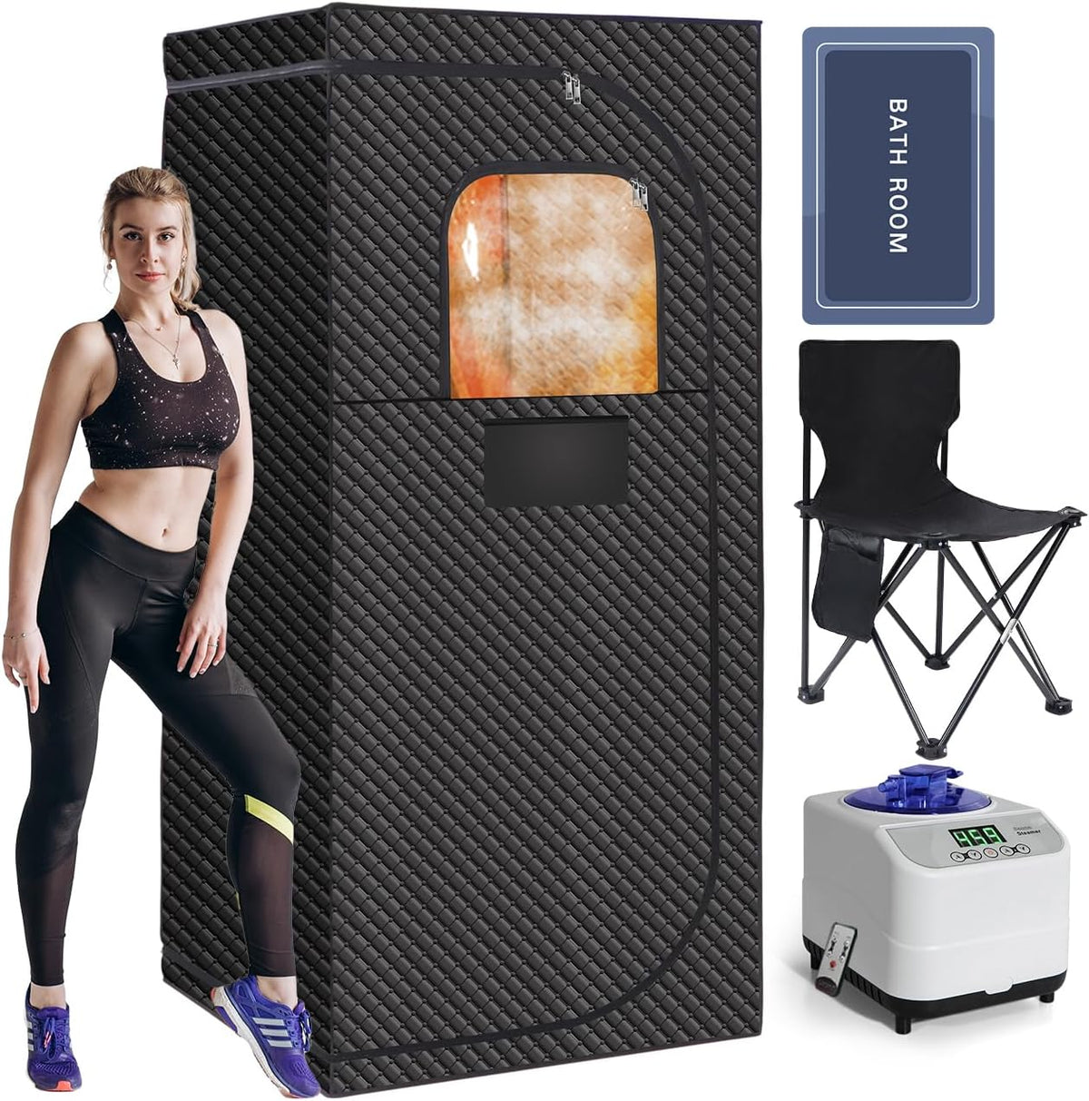Sauneras Portable Sauna, Steam Sauna for Relaxation, Detox and Muscle Relief, Personal Indoor Sauna Box with 3L/1500W Steamer, 9 Levels Up to 140°F Portable Sauna for Home, Bedroom, Living Room - Portable Home Spa