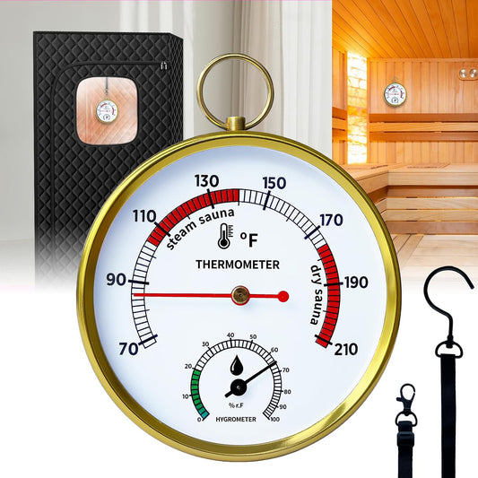 Sauneras Sauna Thermometer Fahrenheit and Hygrometer, Upgraded Lanyard-Mounted for Portable Steam Sauna Box, Ideal for Infrared/Indoor/Home Use, Essential Accessory and Gift for Enthusiasts - Portable Home Spa