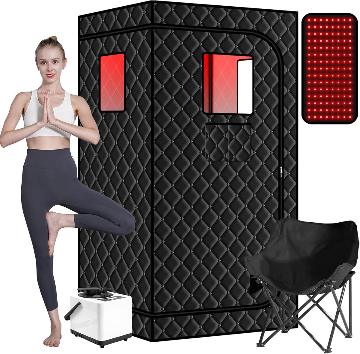 Sauneras Portable Home Steam Infrared Sauna Box, 660nm Red Light Therapy - Portable Home Spa