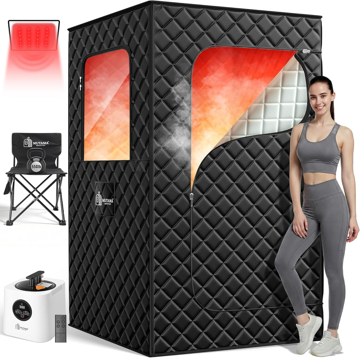 Sauneras Portable Infrared Sauna Box for Home, 3L 1400W Steam Sauna Tent - Portable Home Spa